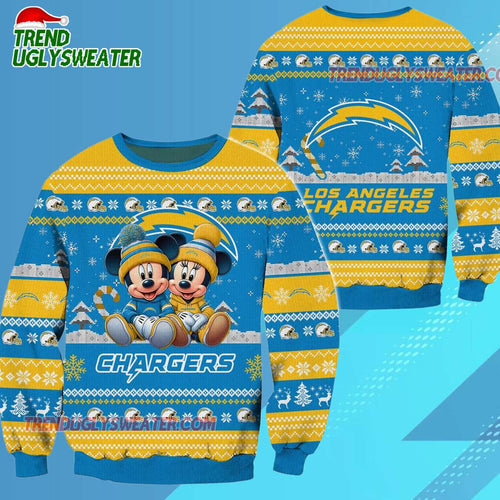 Los Angeles Chargers NFL Mickey Minnie Ugly Christmas Sweater
