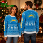 Los Angeles Chargers Snowy Reindeer Ugly Christmas Sweater