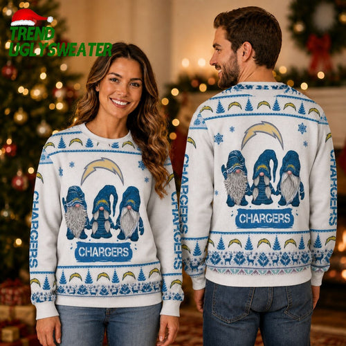 Los Angeles Chargers Three Christmas Gnomes Ugly Christmas Sweater