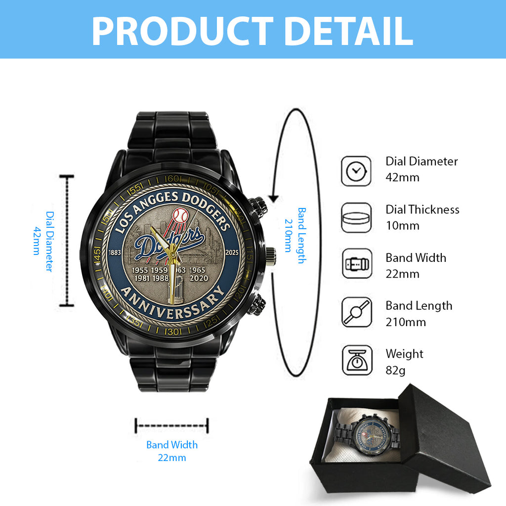Los Angeles Dodgers 2025 Black Stainless Steel Watch – TANTN16144