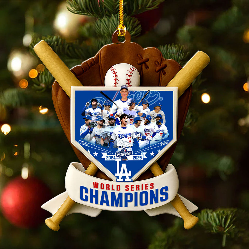 Los Angeles Dodgers 2025 World Series Champions Custom Shape 2-sided Acrylic Ornament – HOATT14493