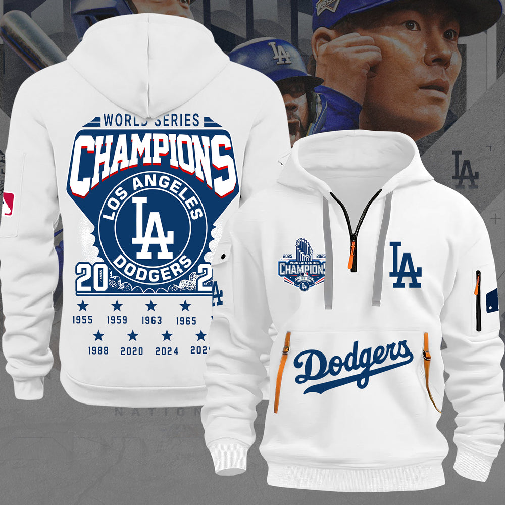 Los Angeles Dodgers 2025 World Series Champions 2D Quarter Zip Hoodie – MAITM13691