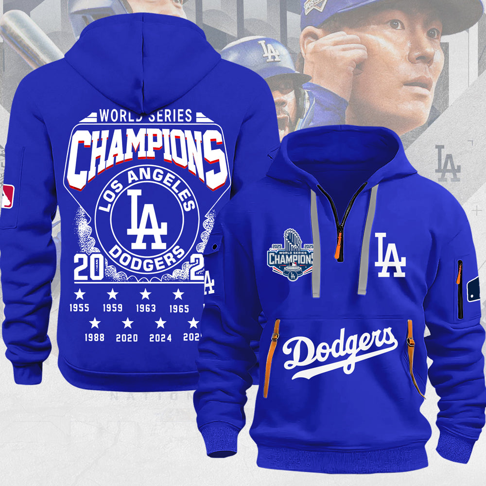 Los Angeles Dodgers 2025 World Series Champions 2D Quarter Zip Hoodie – MAITM13691