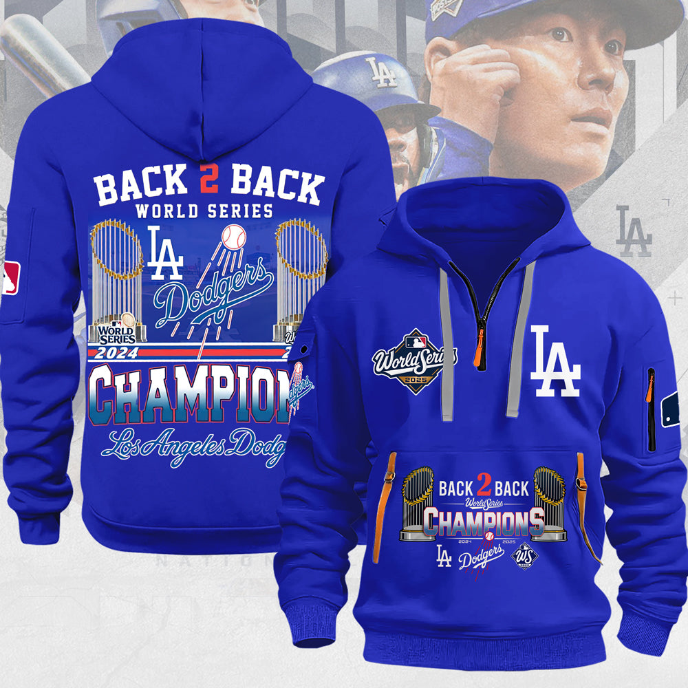 Los Angeles Dodgers 2025 World Series Champions 2D Quarter Zip Hoodie – MAITM13694
