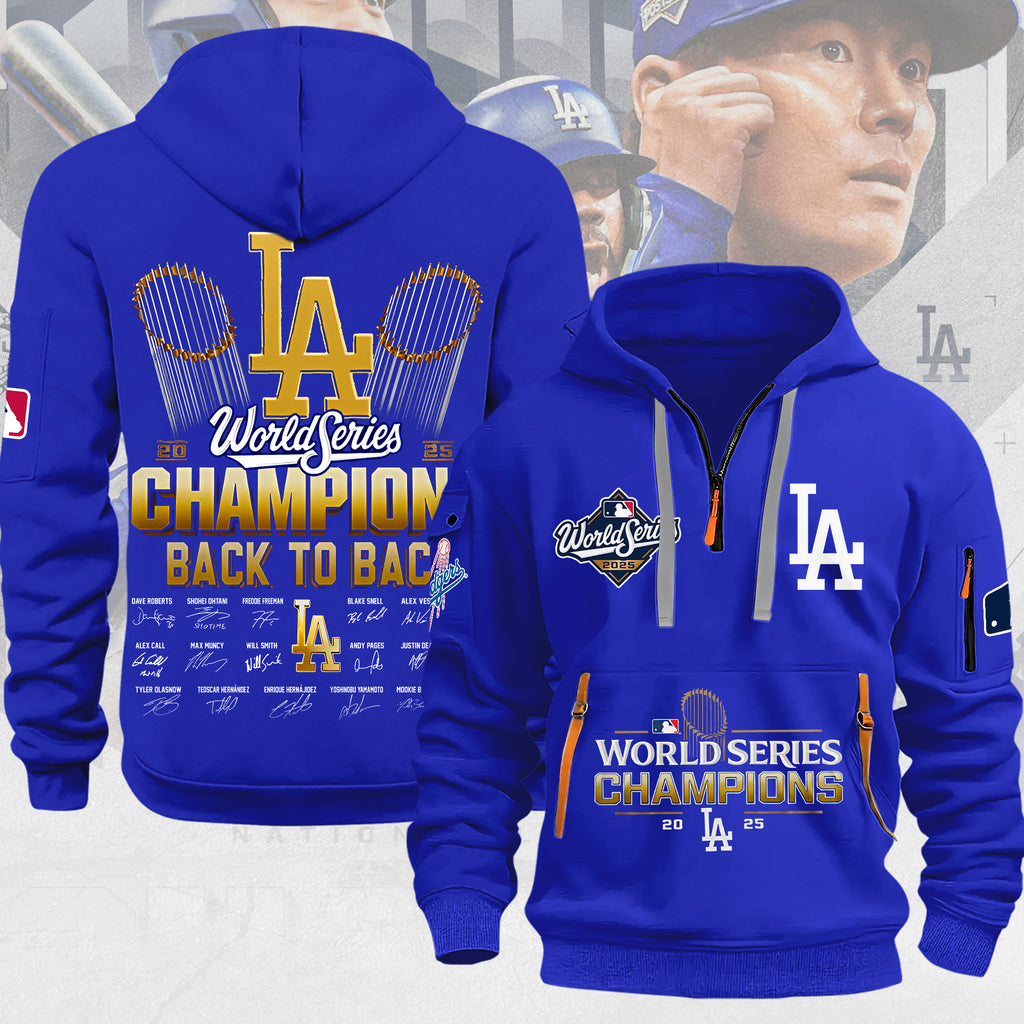 Los Angeles Dodgers 2025 World Series Champions 2D Quarter Zip Hoodie – MAITM13720