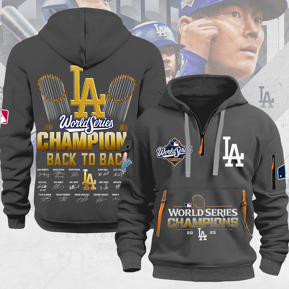 Los Angeles Dodgers 2025 World Series Champions 2D Quarter Zip Hoodie – MAITM13720