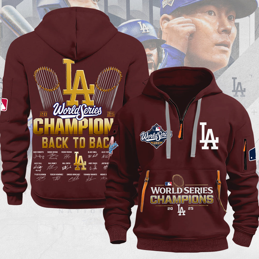 Los Angeles Dodgers 2025 World Series Champions 2D Quarter Zip Hoodie – MAITM13720