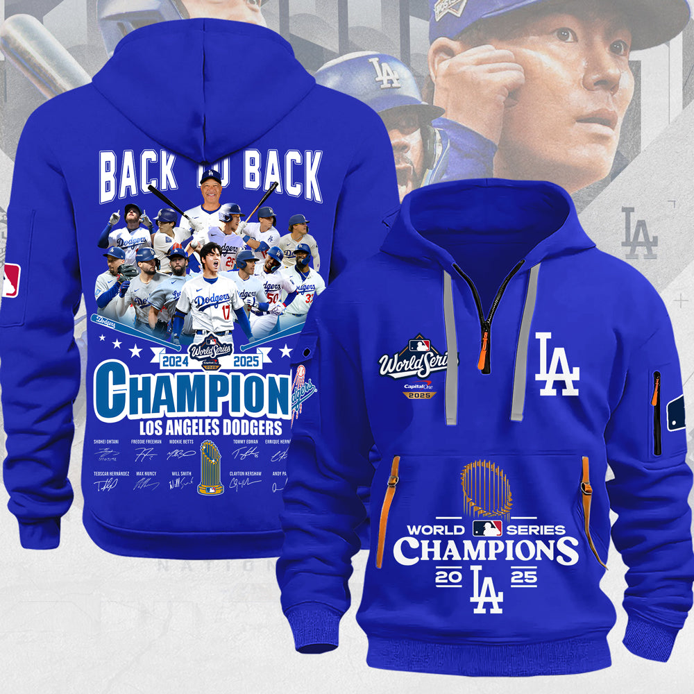 Los Angeles Dodgers 2025 World Series Champions 2D Quarter Zip Hoodie – MAITM13680
