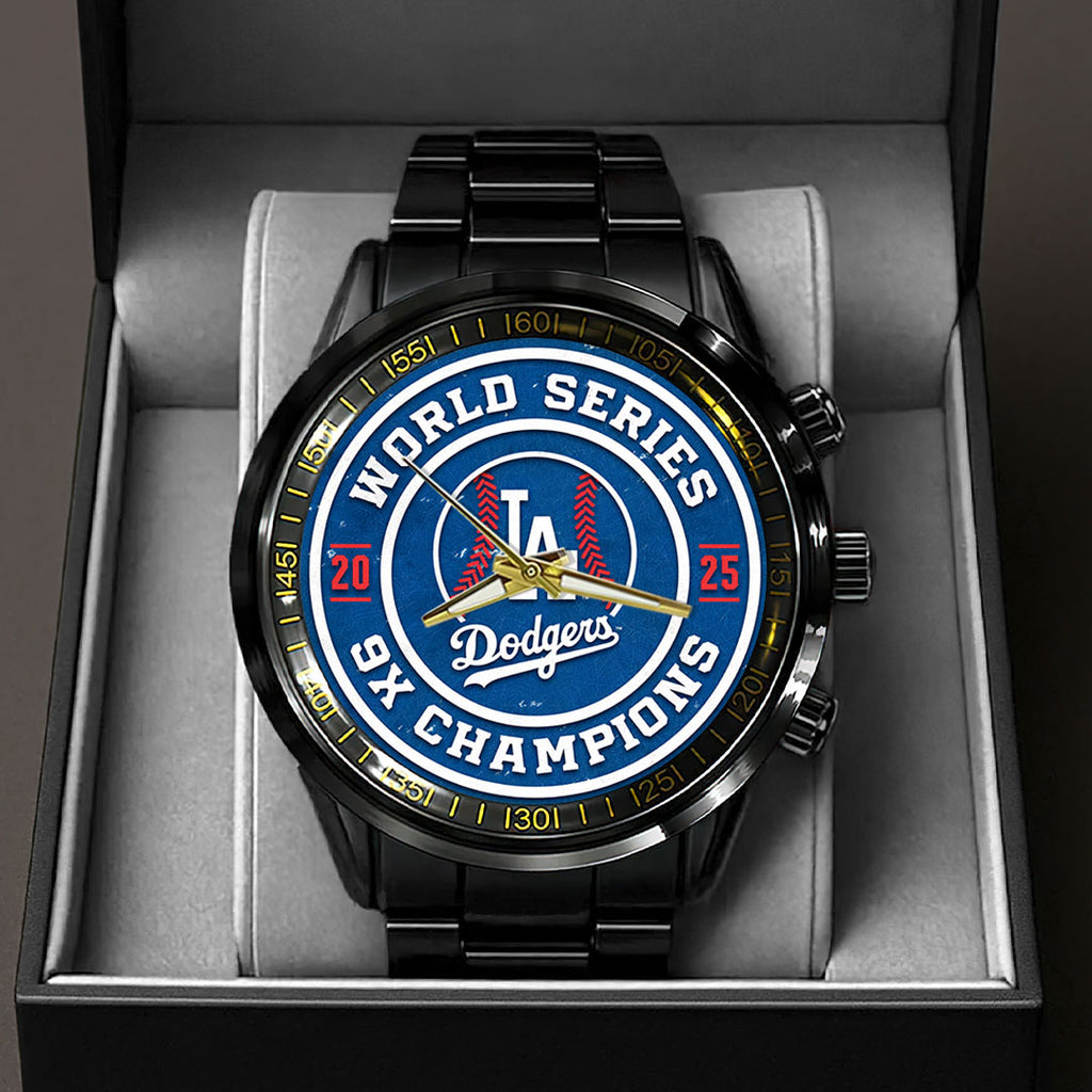 Los Angeles Dodgers 2025 World Series Champions Black Stainless Steel Watch – HOATT14284