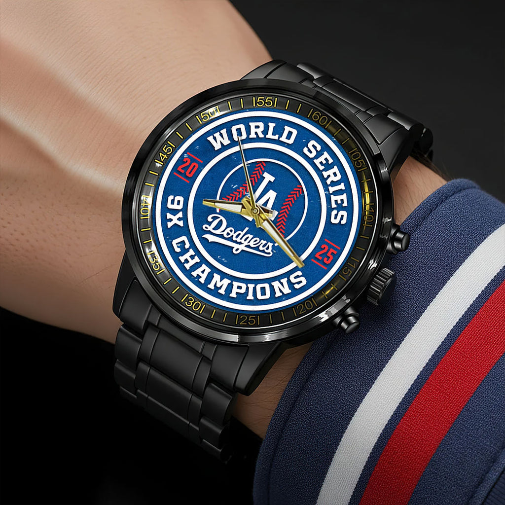 Los Angeles Dodgers 2025 World Series Champions Black Stainless Steel Watch – HOATT14284