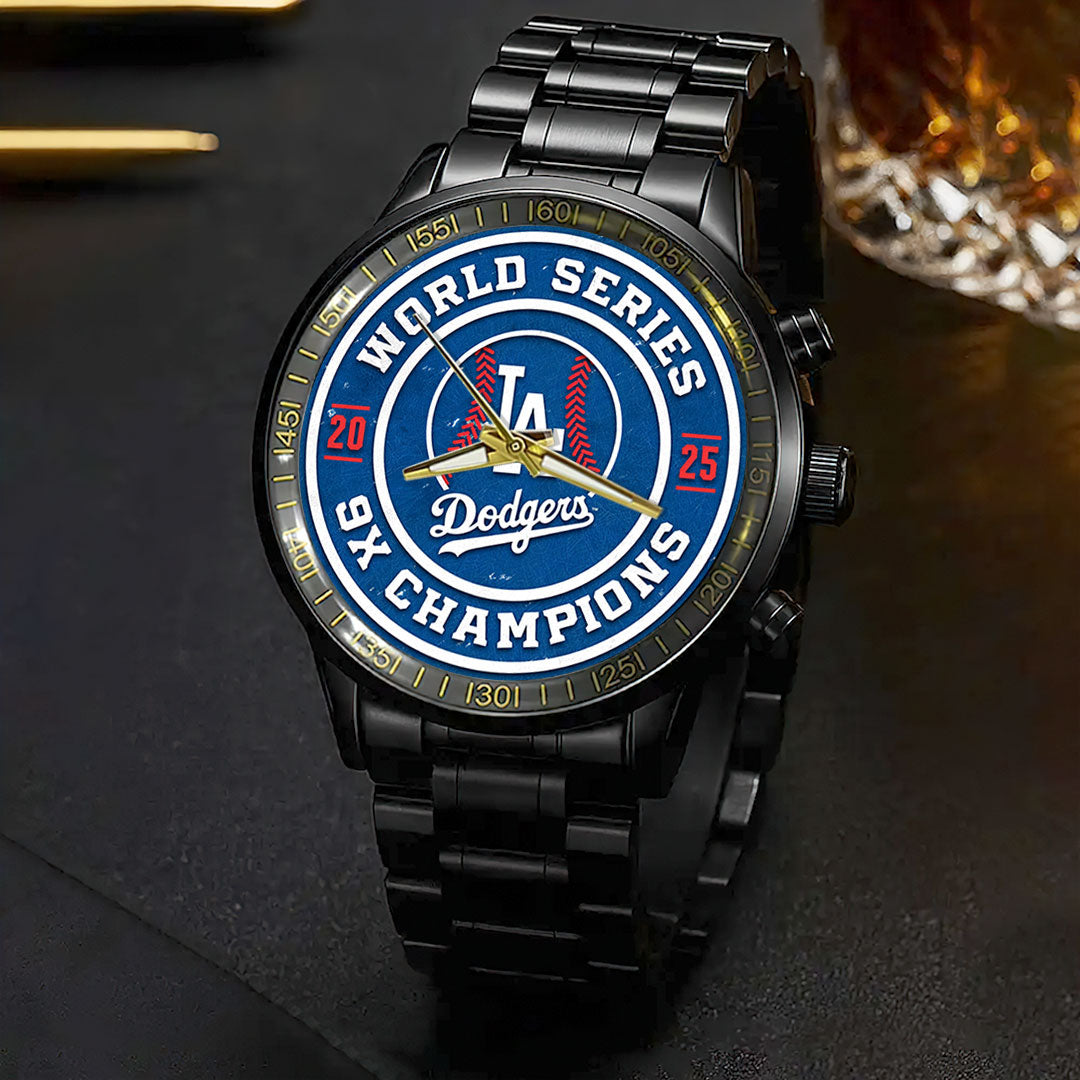 Los Angeles Dodgers 2025 World Series Champions Black Stainless Steel Watch – HOATT14284