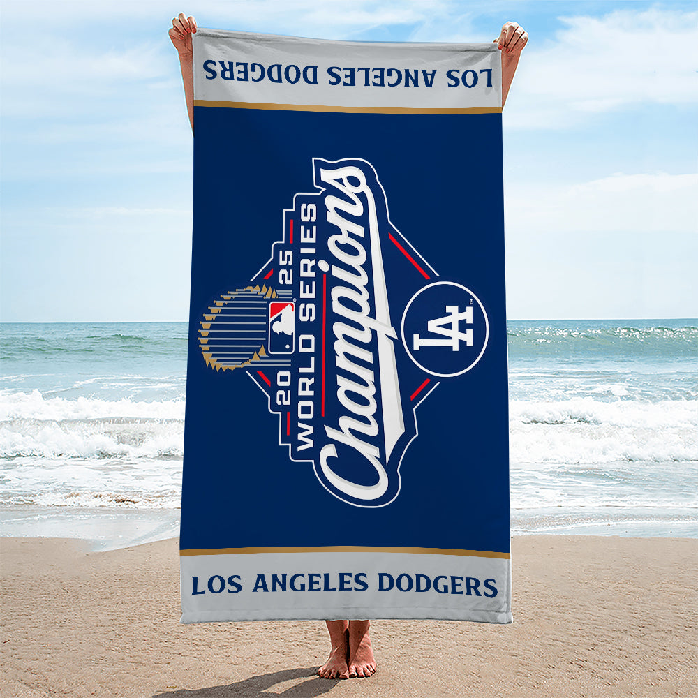 Los Angeles Dodgers 2025 World Series Champions Rectangle Beach Towel – MAITM13644