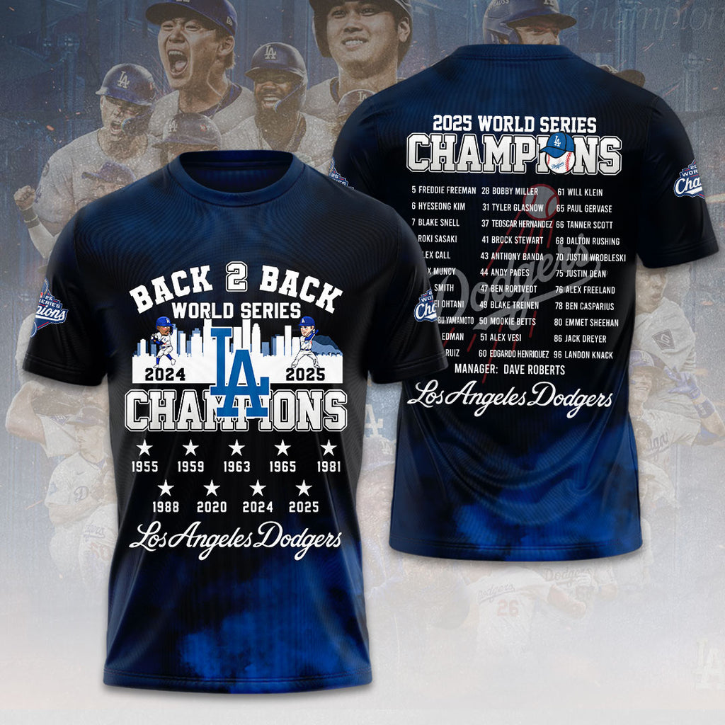 Los Angeles Dodgers 2025 World Series Champions 3D Apparel – HOATT14306