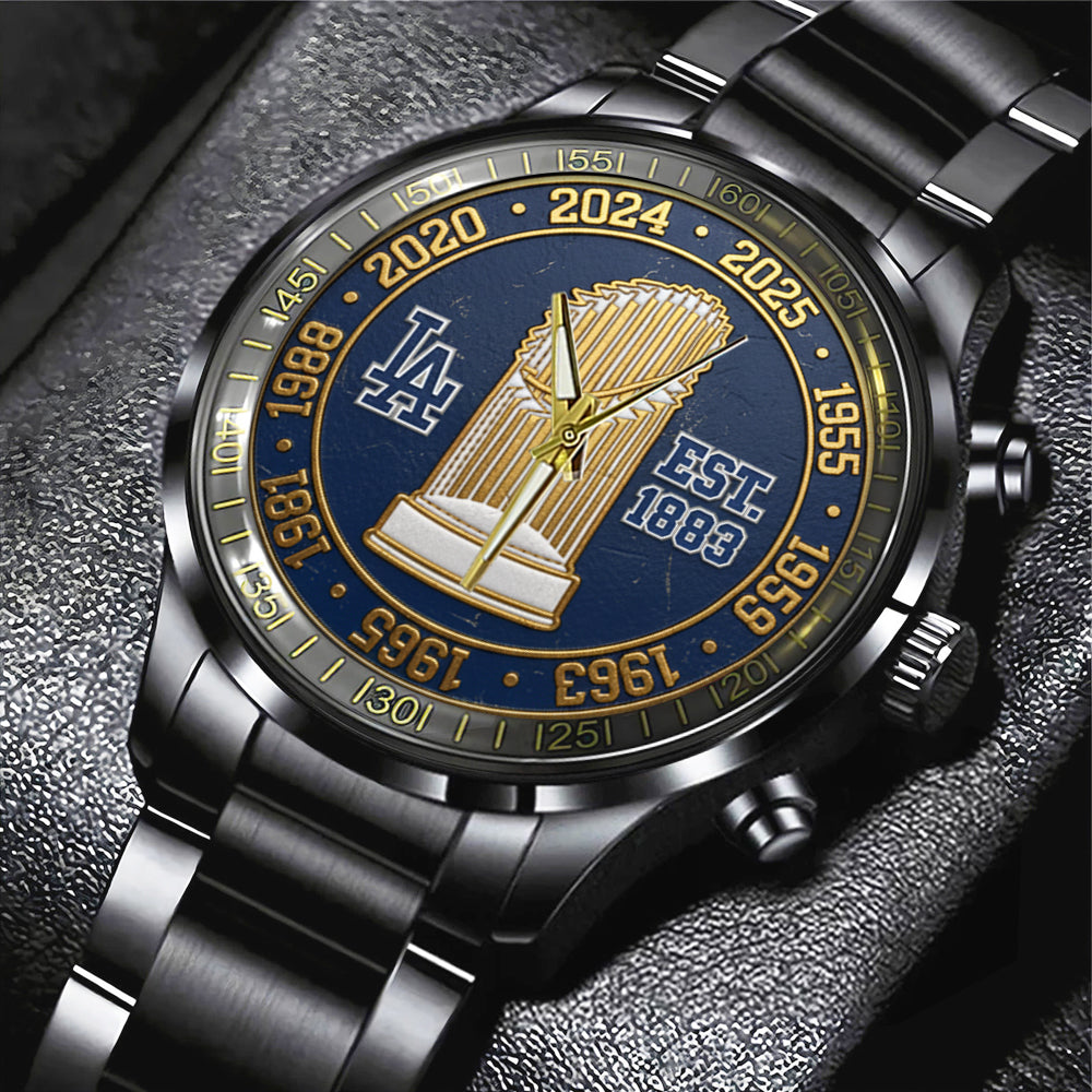 Los Angeles Dodgers Black Stainless Steel Watch – TMTHU1887