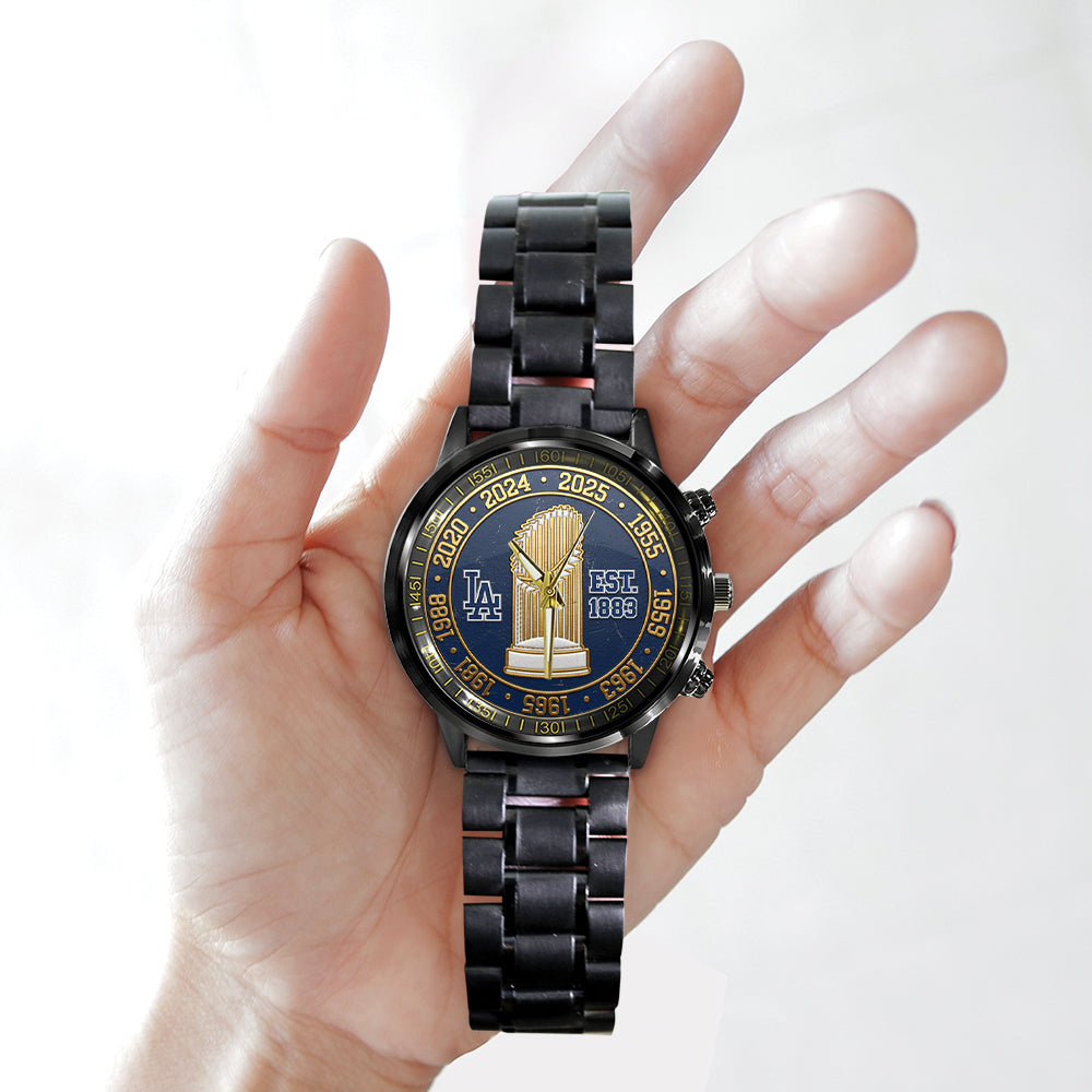 Los Angeles Dodgers Black Stainless Steel Watch – TMTHU1887