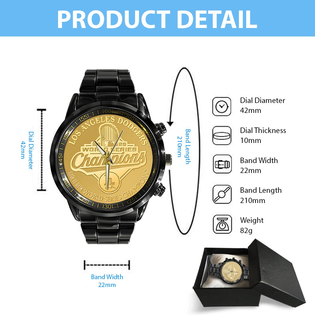 Los Angeles Dodgers World Series 2025 Black Stainless Steel Watch – TANTN18125