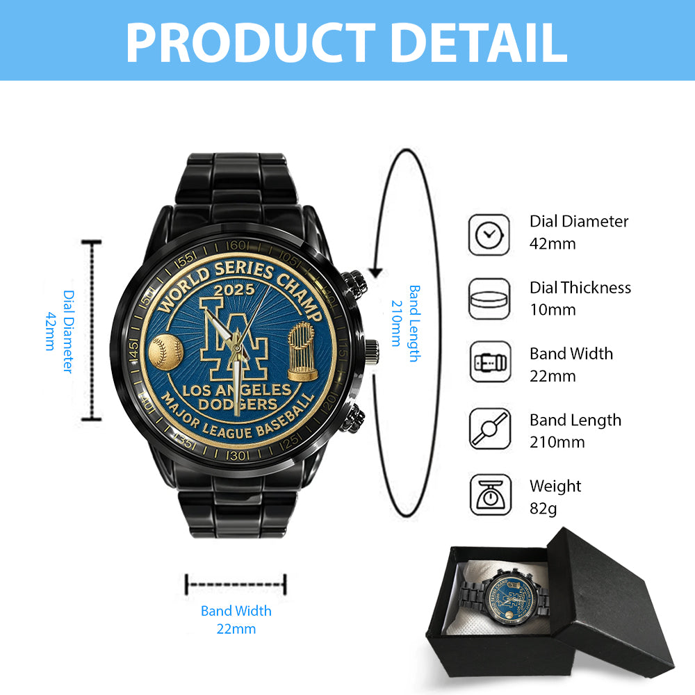 Los Angeles Dodgers World Series 2025 Black Stainless Steel Watch – TANTN18189