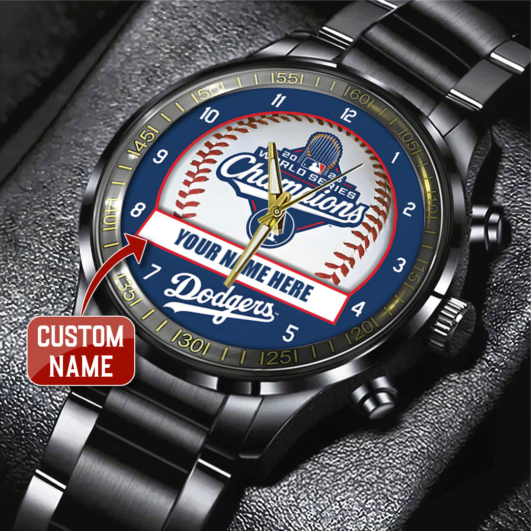 Personalized Los Angeles Dodgers World Series 2025 Black Stainless Steel Watch – TANTN18224