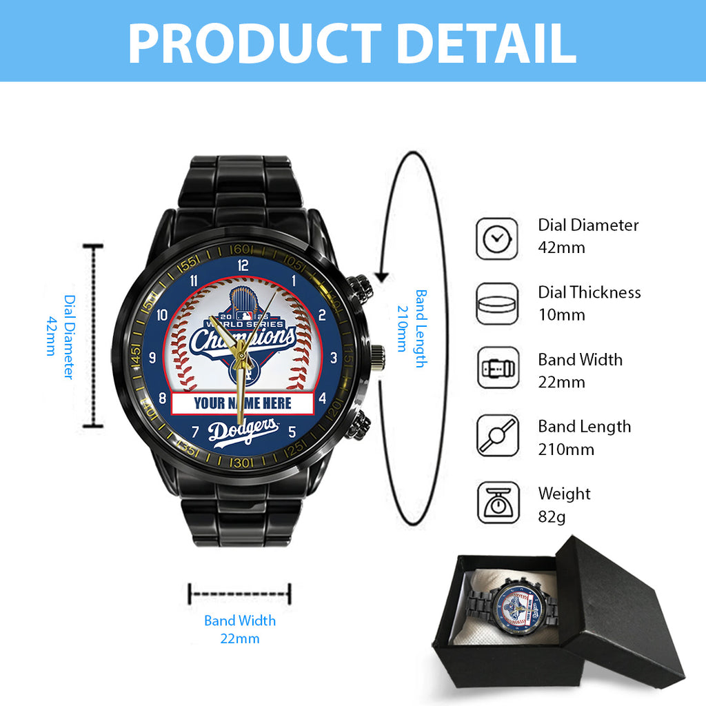 Personalized Los Angeles Dodgers World Series 2025 Black Stainless Steel Watch – TANTN18224