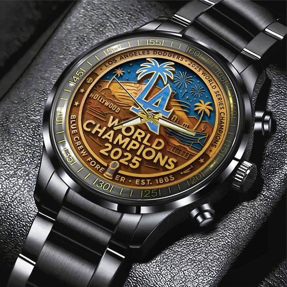 Los Angeles Dodgers World Series 2025 Black Stainless Steel Watch – TANTN18554
