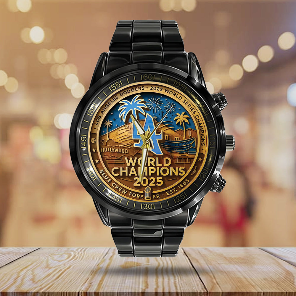 Los Angeles Dodgers World Series 2025 Black Stainless Steel Watch – TANTN18554