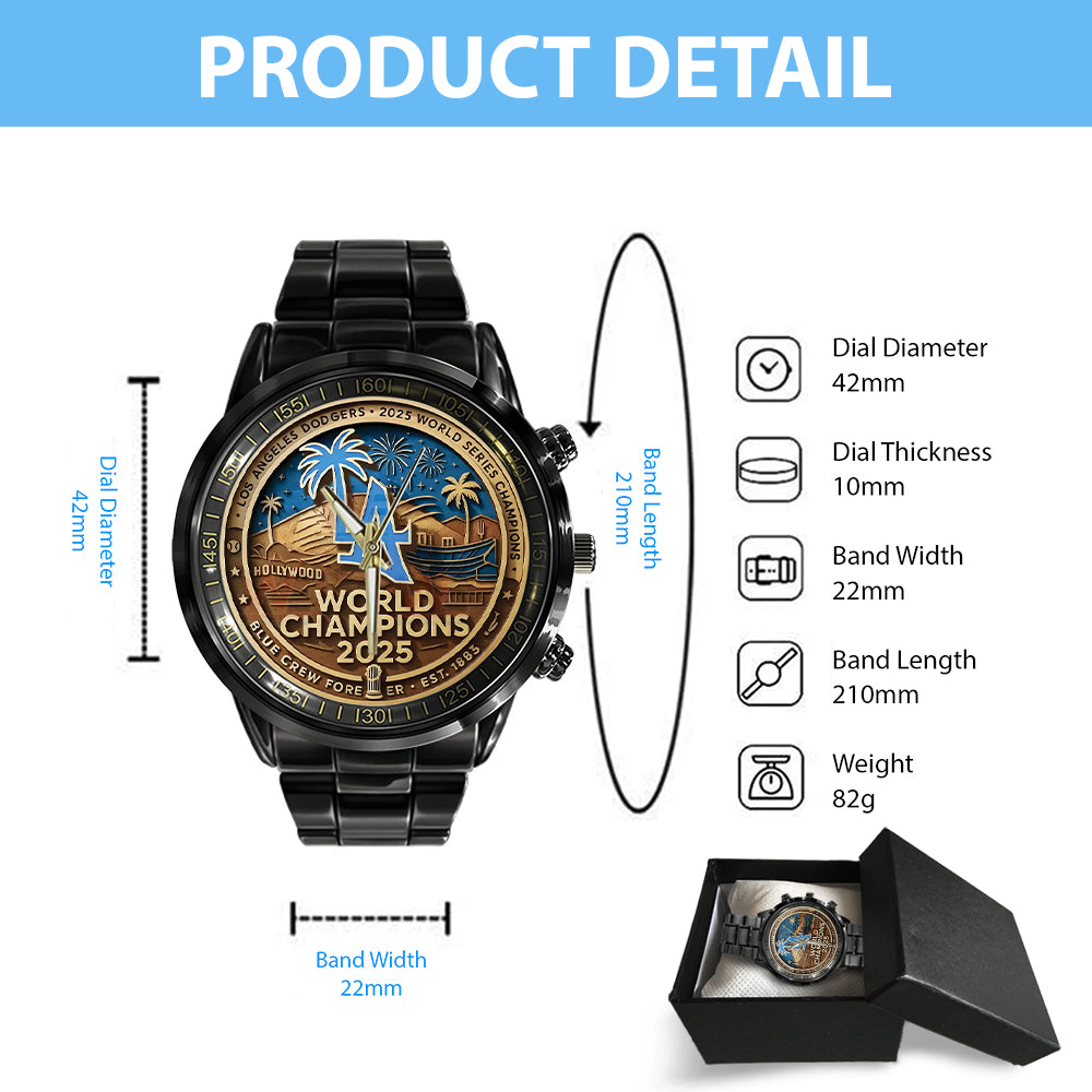 Los Angeles Dodgers World Series 2025 Black Stainless Steel Watch – TANTN18554