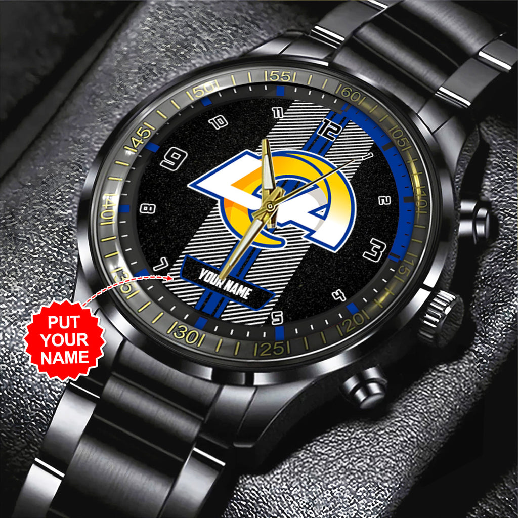 Personalized Los Angeles Rams Black Stainless Steel Watch – TANTN16017