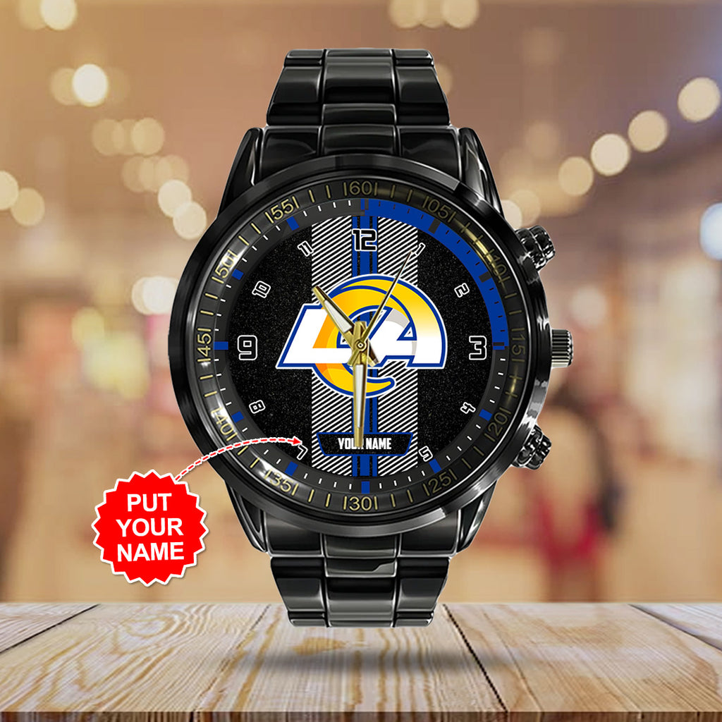 Personalized Los Angeles Rams Black Stainless Steel Watch – TANTN16017