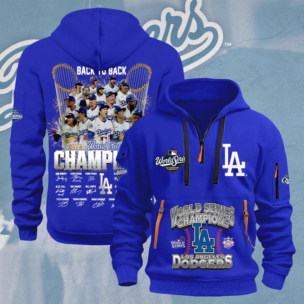 Los Angeles Dodgers 2025 World Series Champions 2D Quarter Zip Hoodie – HOATT14499