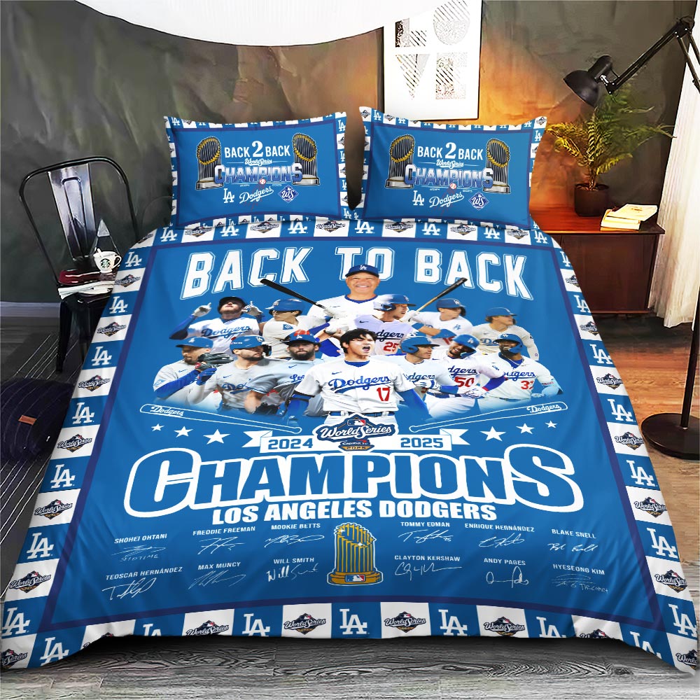 Los Angeles Dodgers 2025 World Series Champions 3-Piece Duvet Bedding Set – HOATT14332