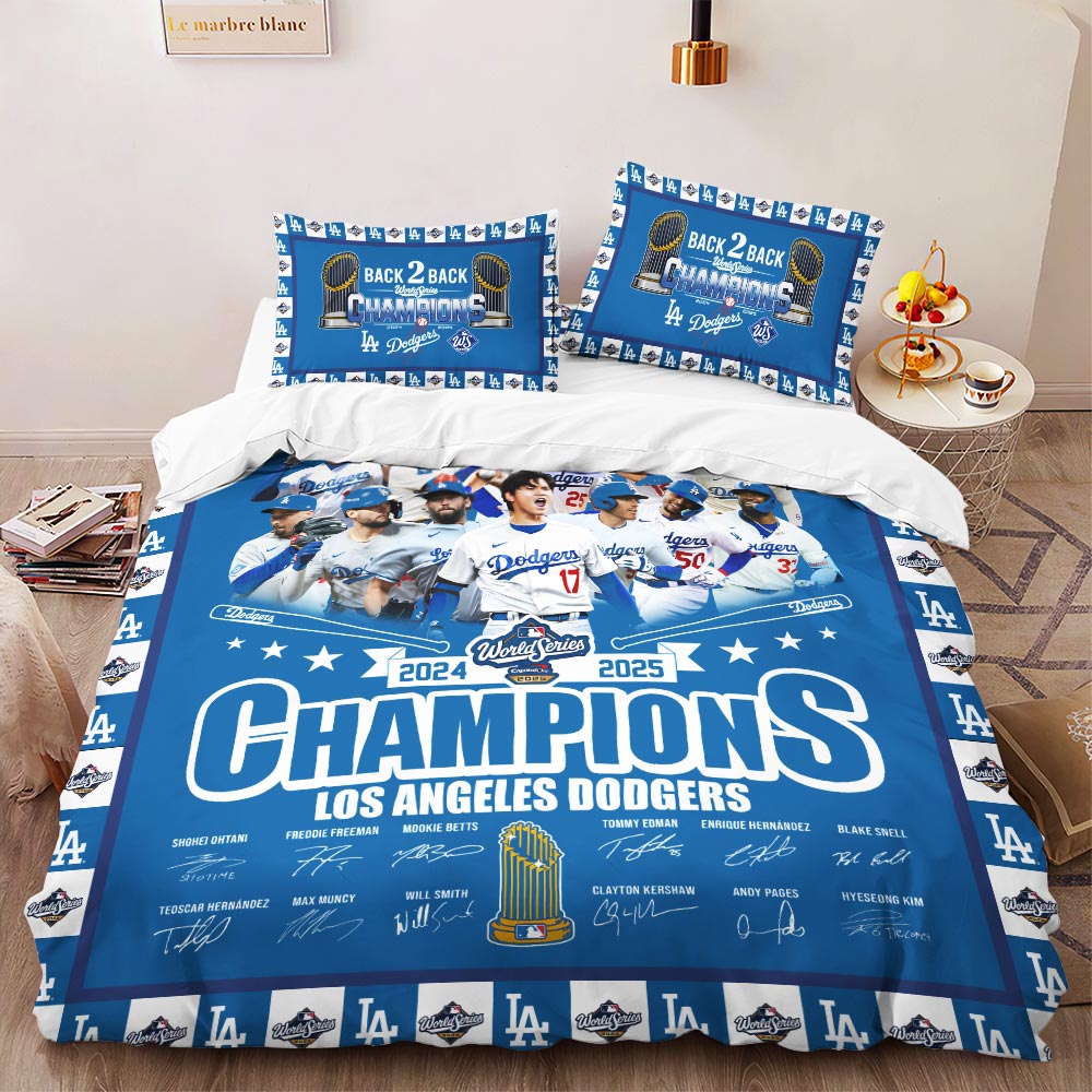 Los Angeles Dodgers 2025 World Series Champions 3-Piece Duvet Bedding Set – HOATT14332