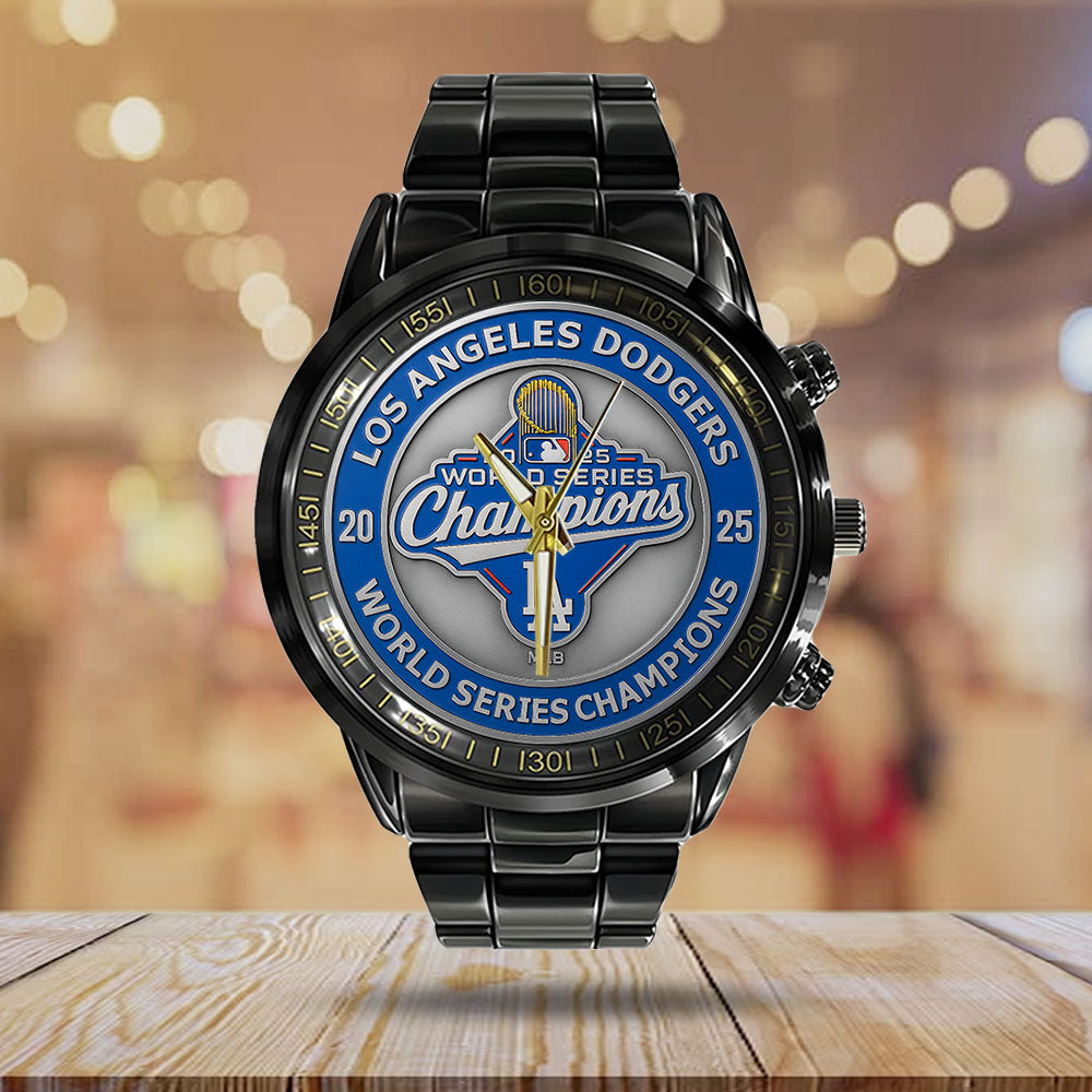 Los Angeles Dodgers 2025 World Series Champions Black Stainless Steel Watch – TMTHU1856