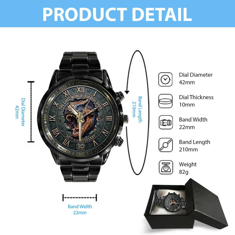 The Lost World: Jurassic Park 30th Anniversary Black Stainless Steel Watch - TMTHU8707