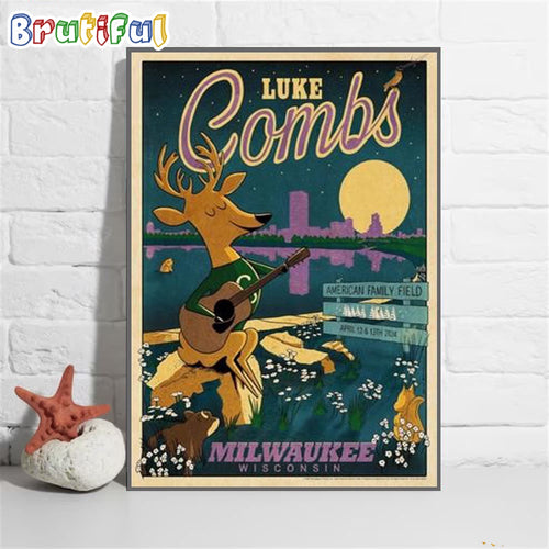 Luke Combs Milwaukee Wi American Family Field April 2024 Wall Art Poster Canvas