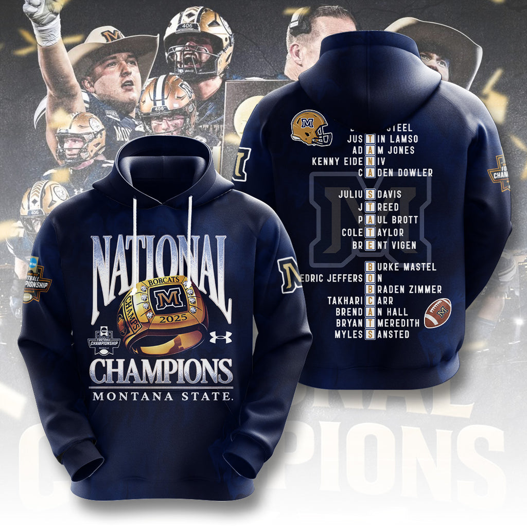 Montana State Bobcats Football 2025 National Champions 3D Apparel – MAITM14389