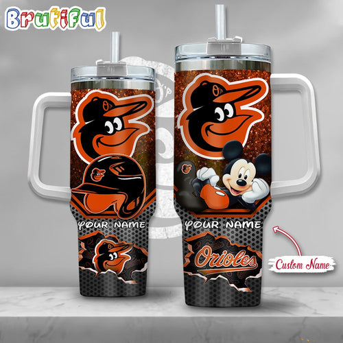 MLB Baltimore Orioles Tumbler Mickey Mouse Customzed Handle Cup