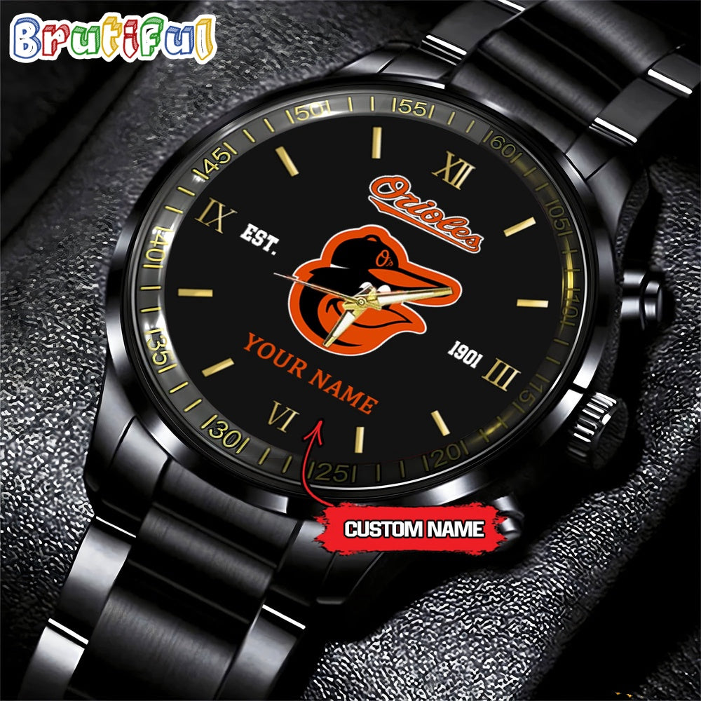 MLB Baltimore Orioles Watch Black Fashion Watch Baseball Game