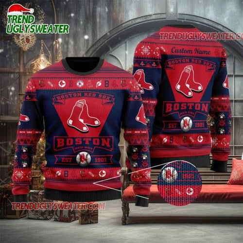MLB Boston Red Sox Baby Yoda Baseball Ugly Christmas Sweater