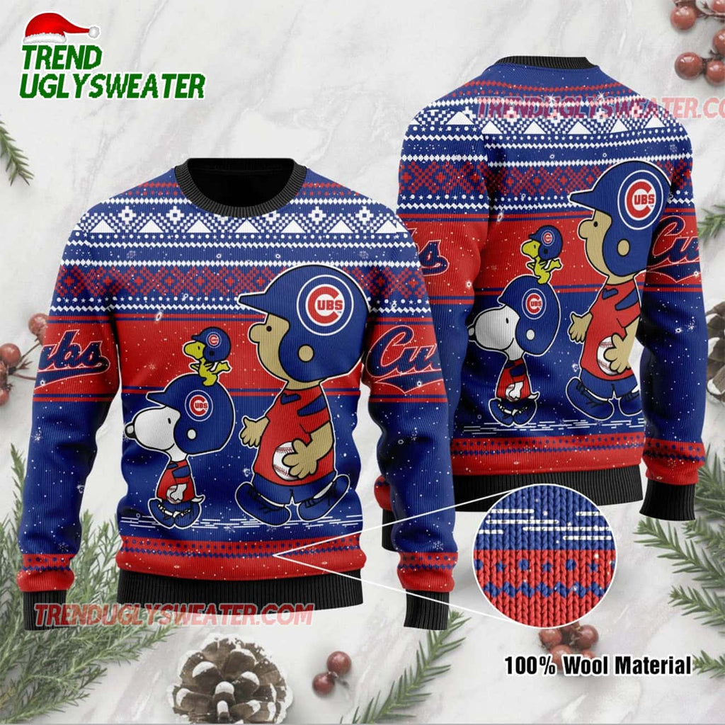 MLB Chicago Cubs Peanuts Family Fun Ugly Christmas Sweater
