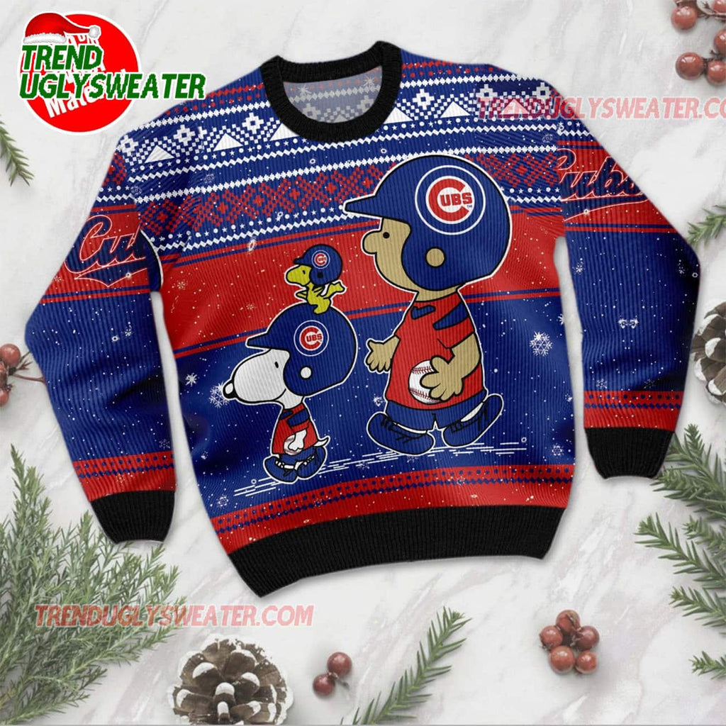 MLB Chicago Cubs Peanuts Family Fun Ugly Christmas Sweater