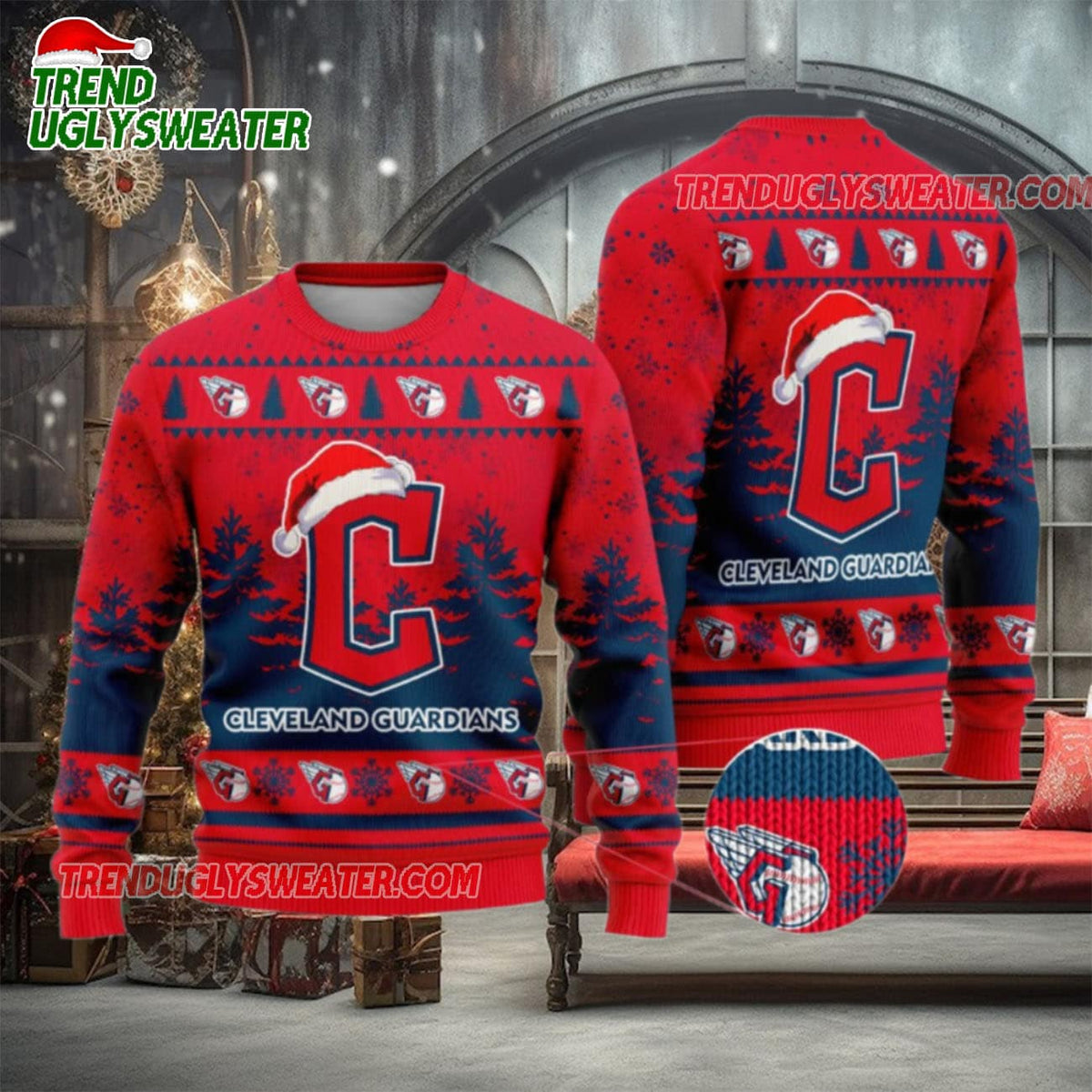 MLB Cleveland Guardians Holiday Spirit Ugly Christmas Sweater