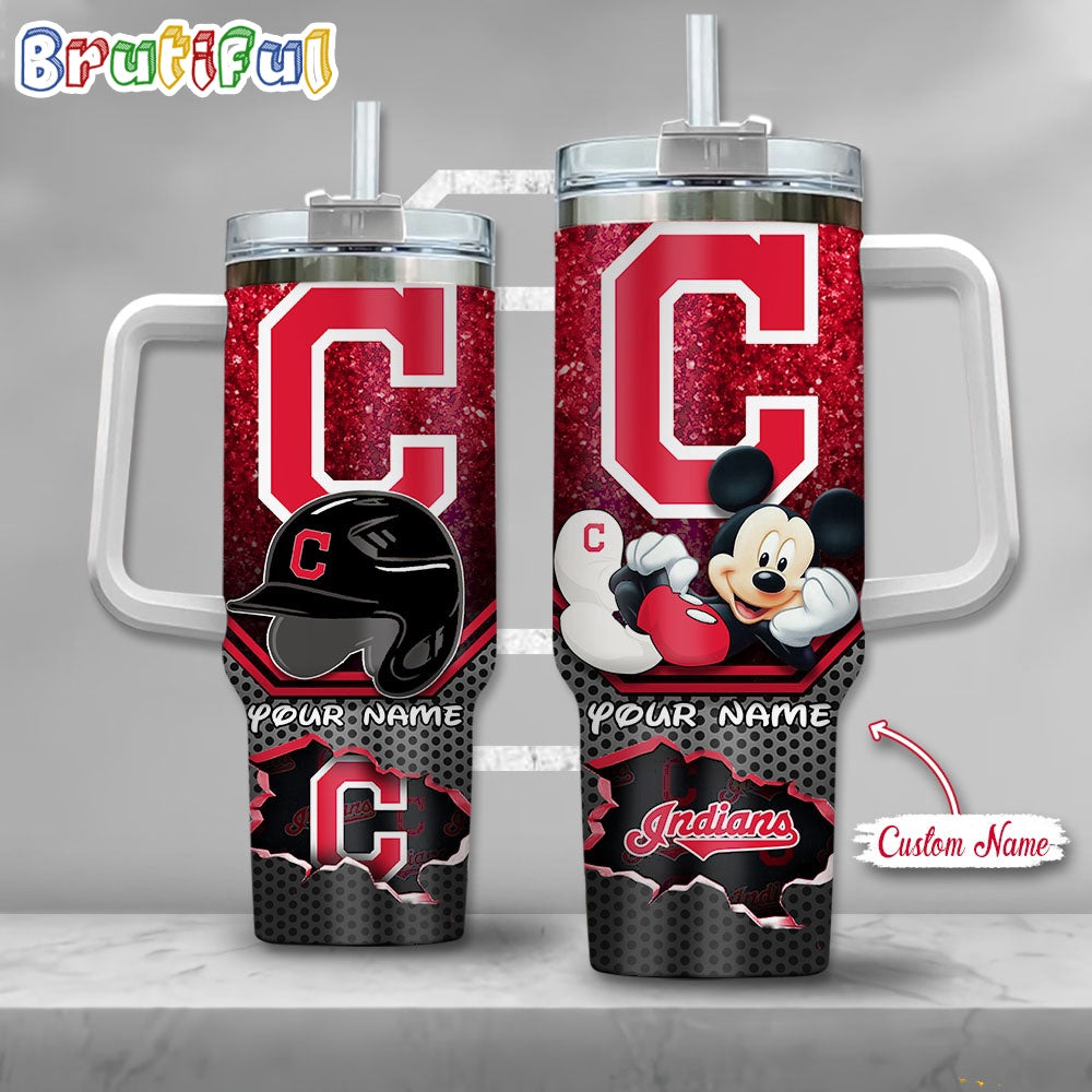 MLB Cleveland Indians Tumbler Mickey Mouse Customzed Handle Cup
