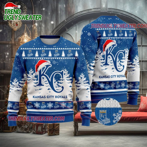 MLB Kansas City Royals Snowfall Holiday Ugly Christmas Sweater