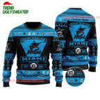 MLB Miami Marlins Snowflake Emblem Holiday Ugly Christmas Sweater