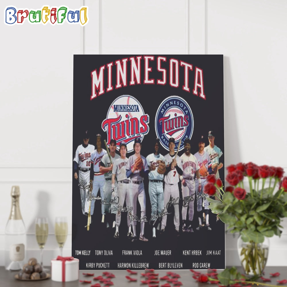 MLB Minnesota Twins All Team Player Signature Wall Art Poster Canvas