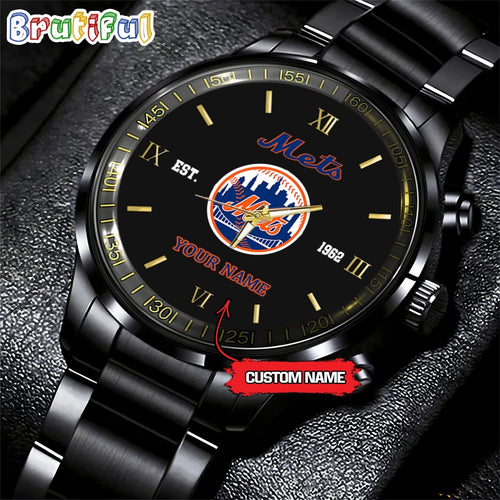 MLB New York Mets Watch Black Fashion Watch Baseball Game