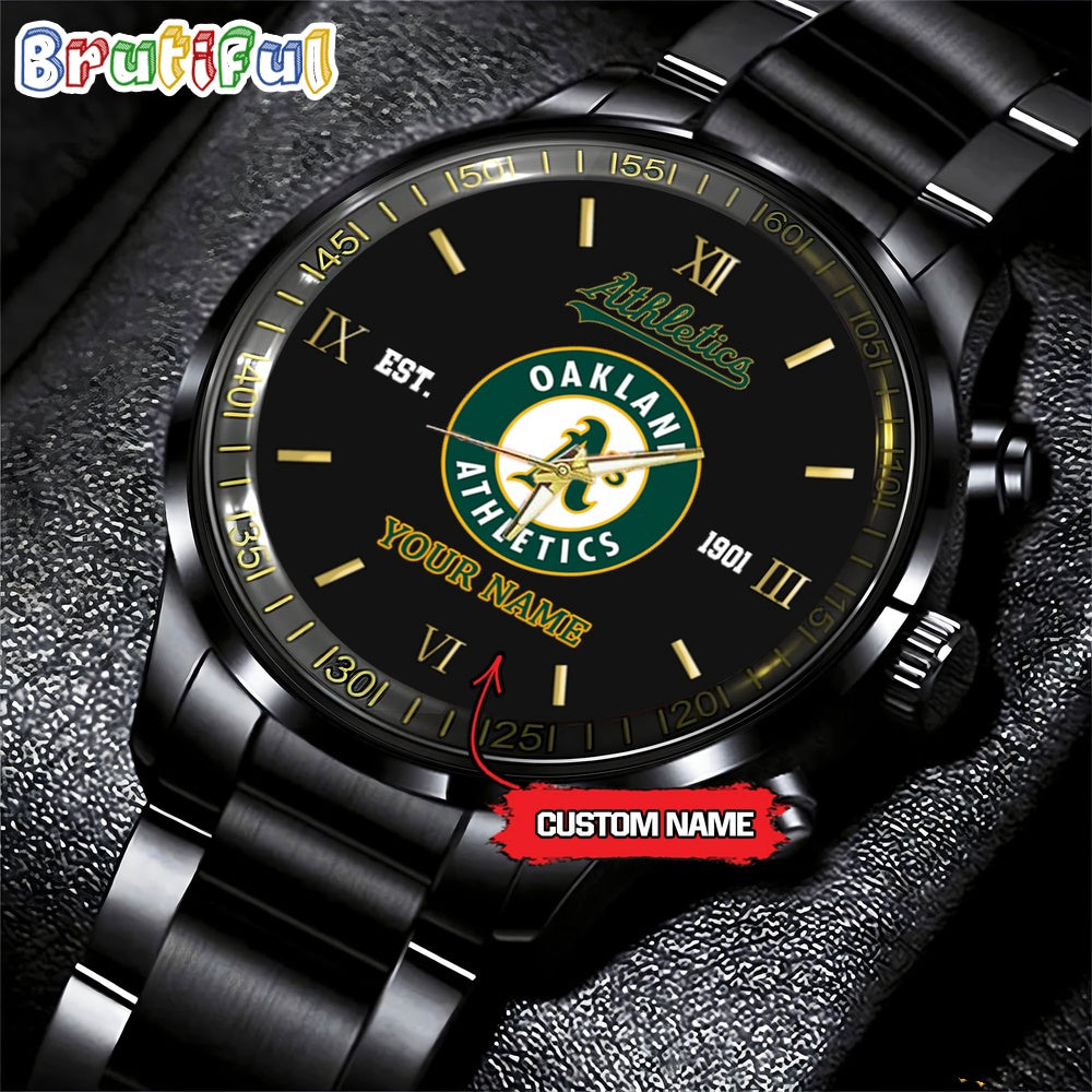 MLB Oakland Athletics Watch Black Fashion Watch Baseball Game