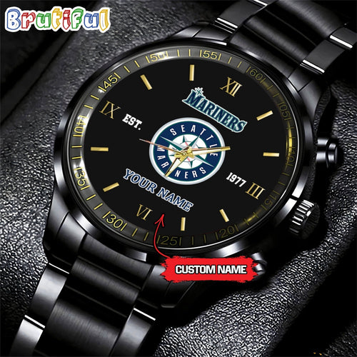 MLB Seattle Mariners Watch Black Fashion Watch Baseball Game