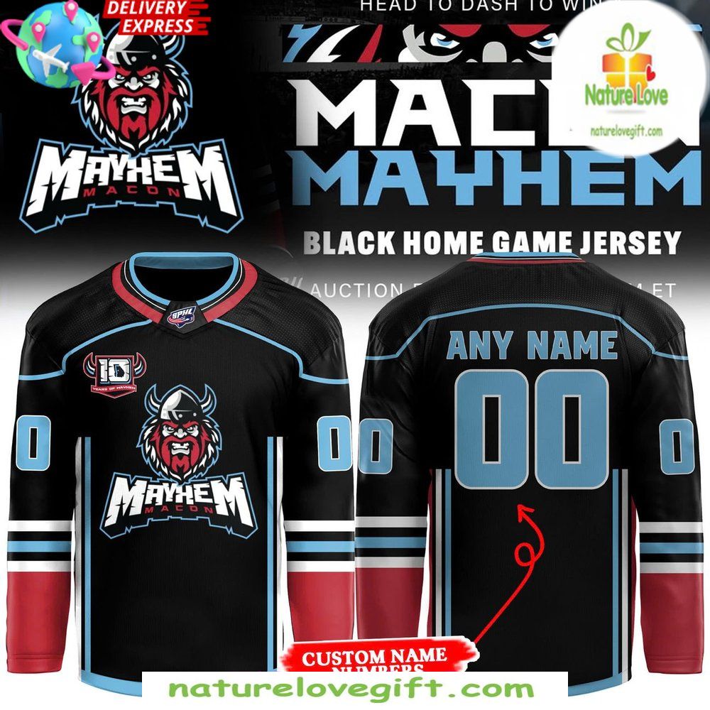 Macon Mayhem 2026 Home Hockey Jersey Game Day