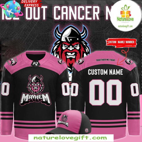 2026 Macon Mayhem Ice Out Cancer Jersey Hockey